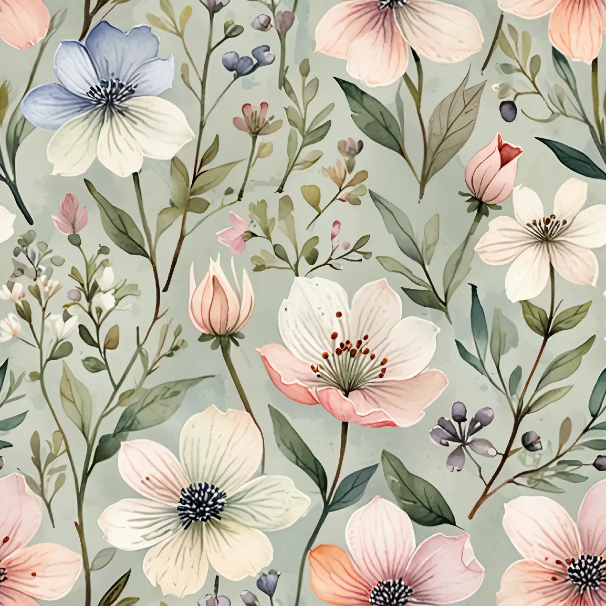 Delicate Floral Watercolor Pattern