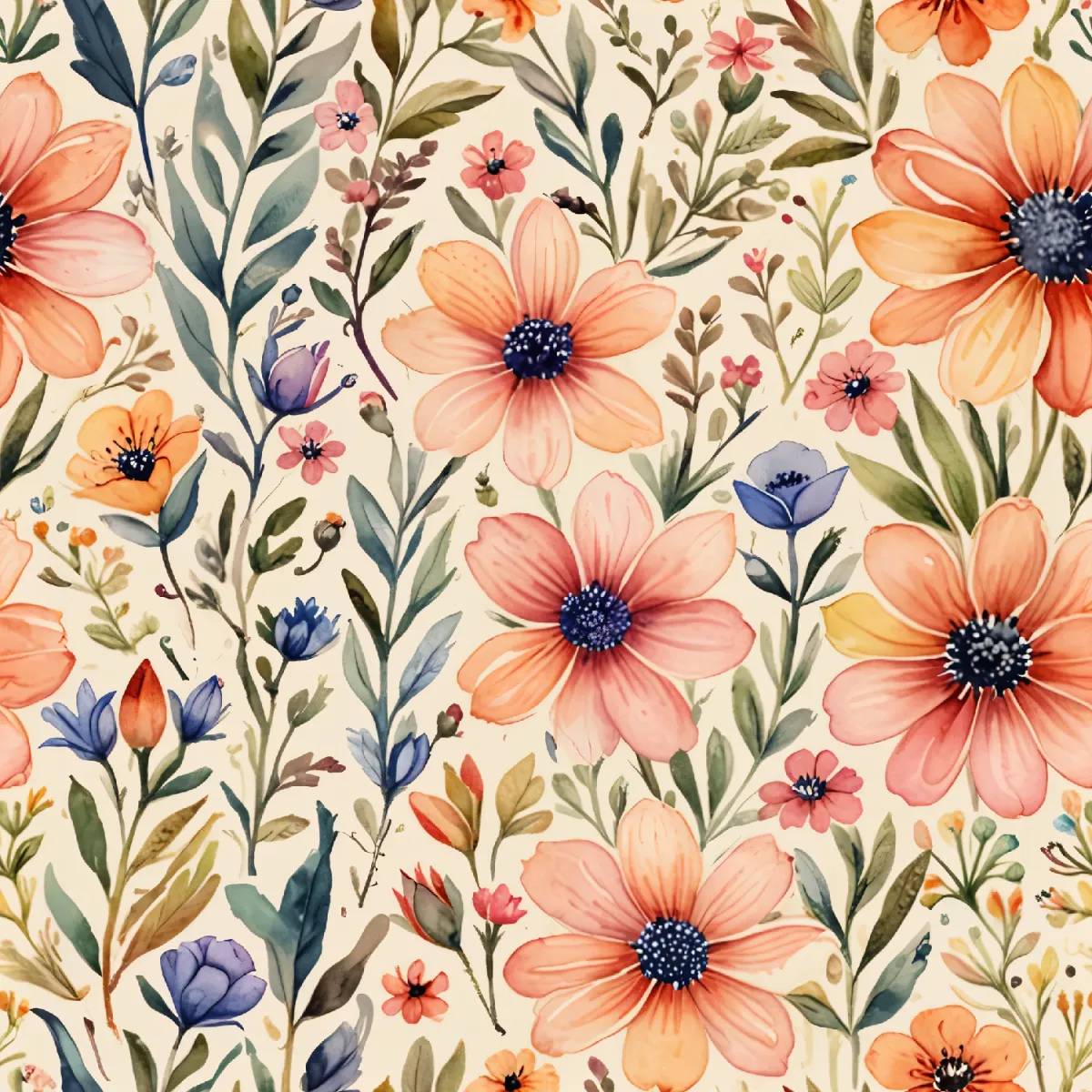 Vibrant Floral Watercolor Pattern