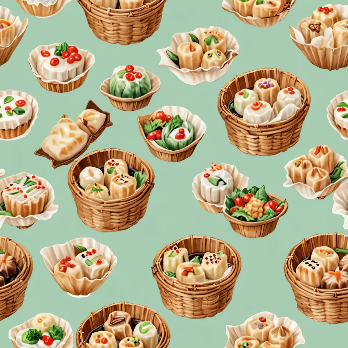 맛있는 간식 바구니 패턴