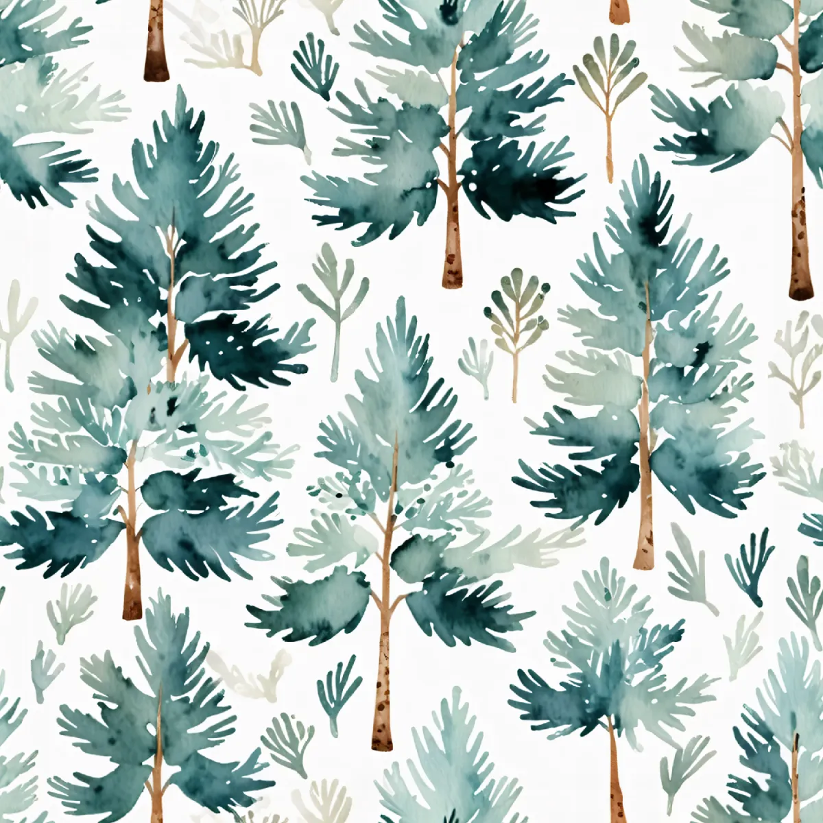 우아한 수채화 소나무 숲