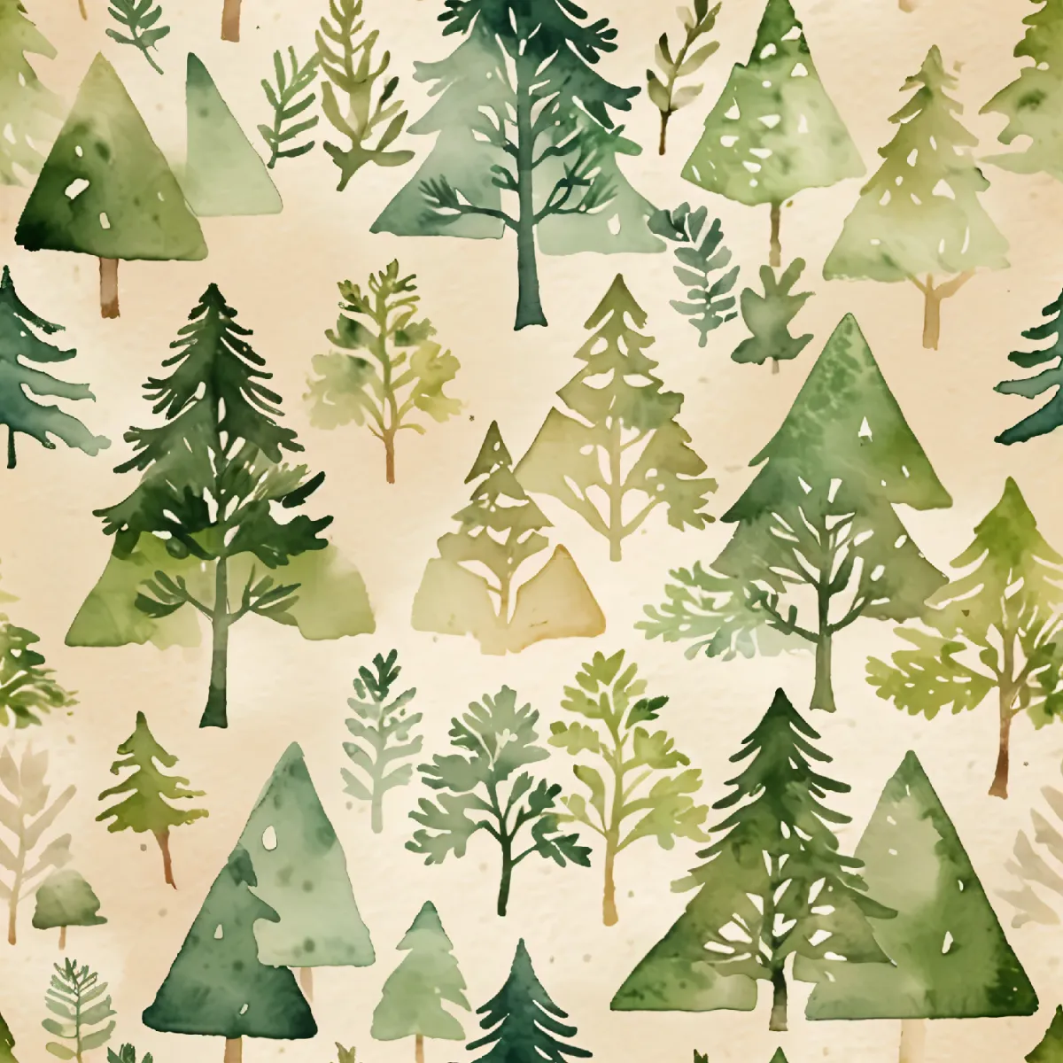 우아한 수채화 나무 패턴