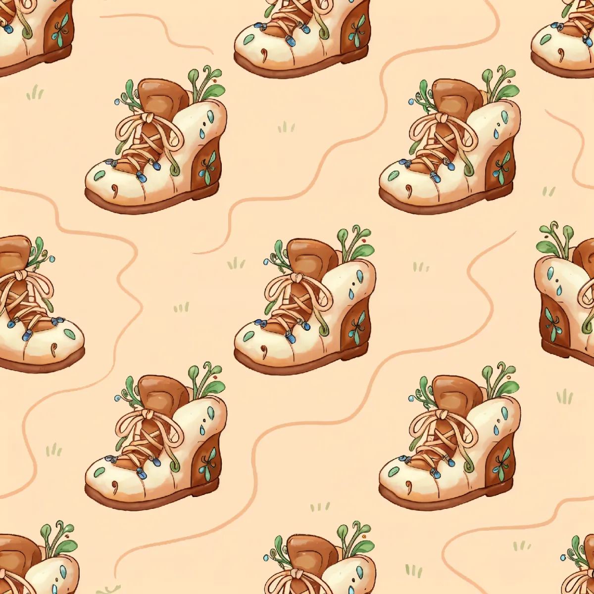 매력적인 식물 신발 패턴