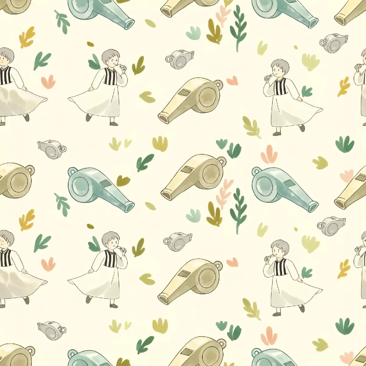 귀여운 꽃 모양의 호루라기 패턴