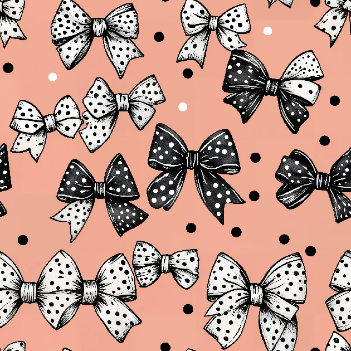 빈티지 도트 리본 패턴 (살구색 배경)