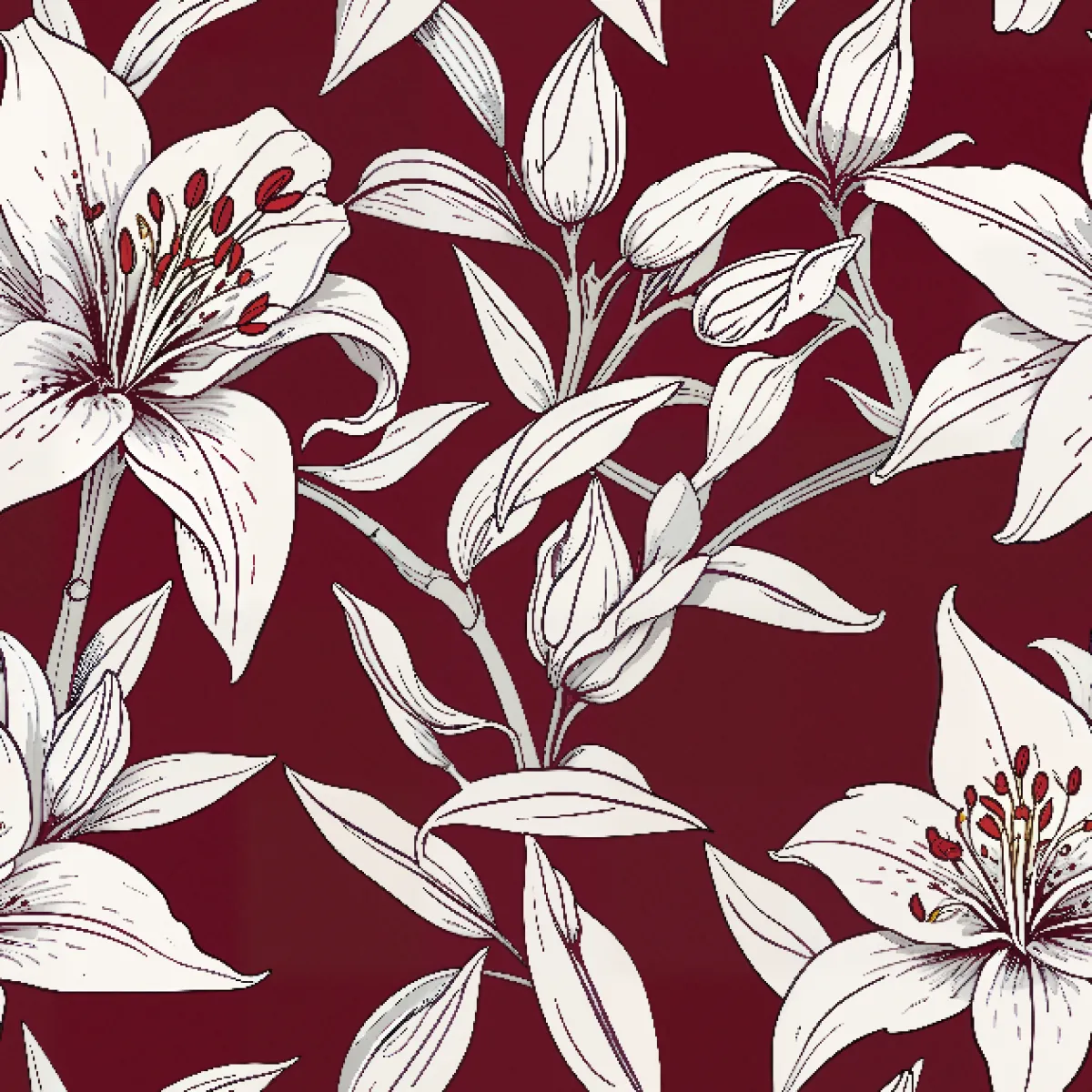 화이트 릴리 드로잉 패턴