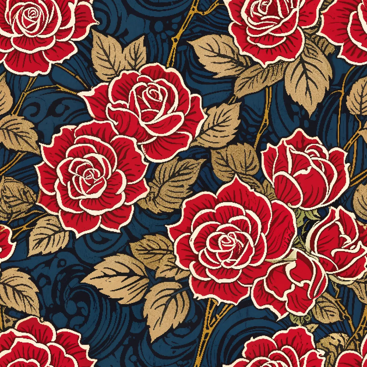 레트로 타투 스타일 장미 패턴