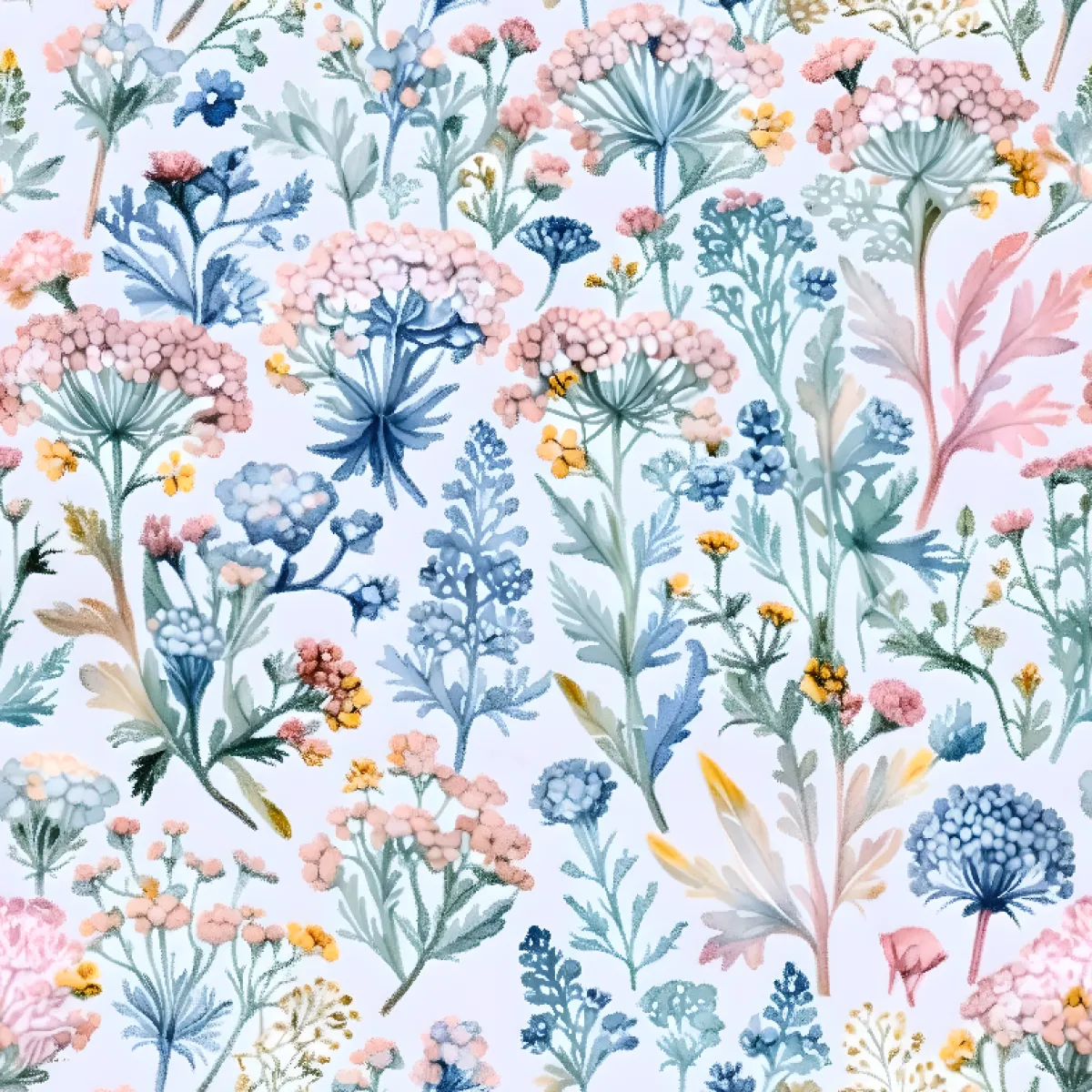 수채화 야생화 정원 패턴