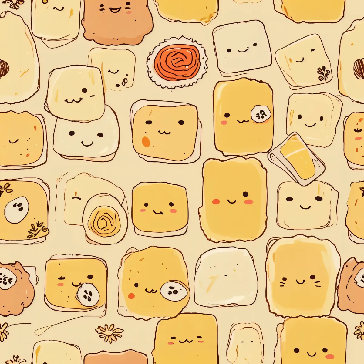 귀여운 음식 캐릭터 패턴
