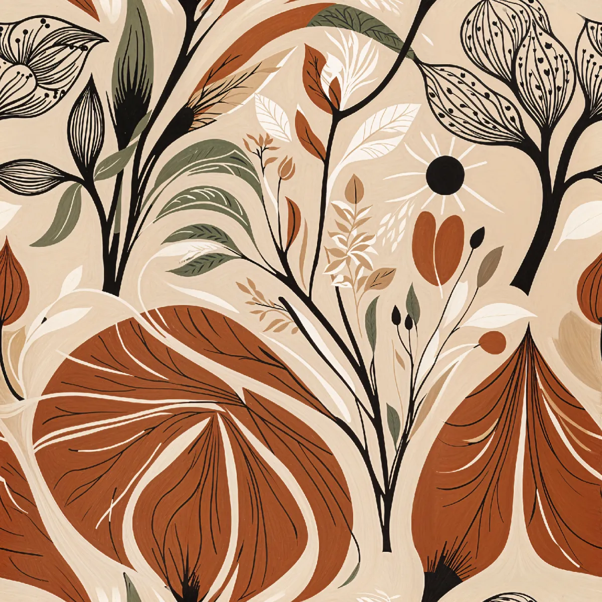 Elegant Botanical Leaves Pattern
