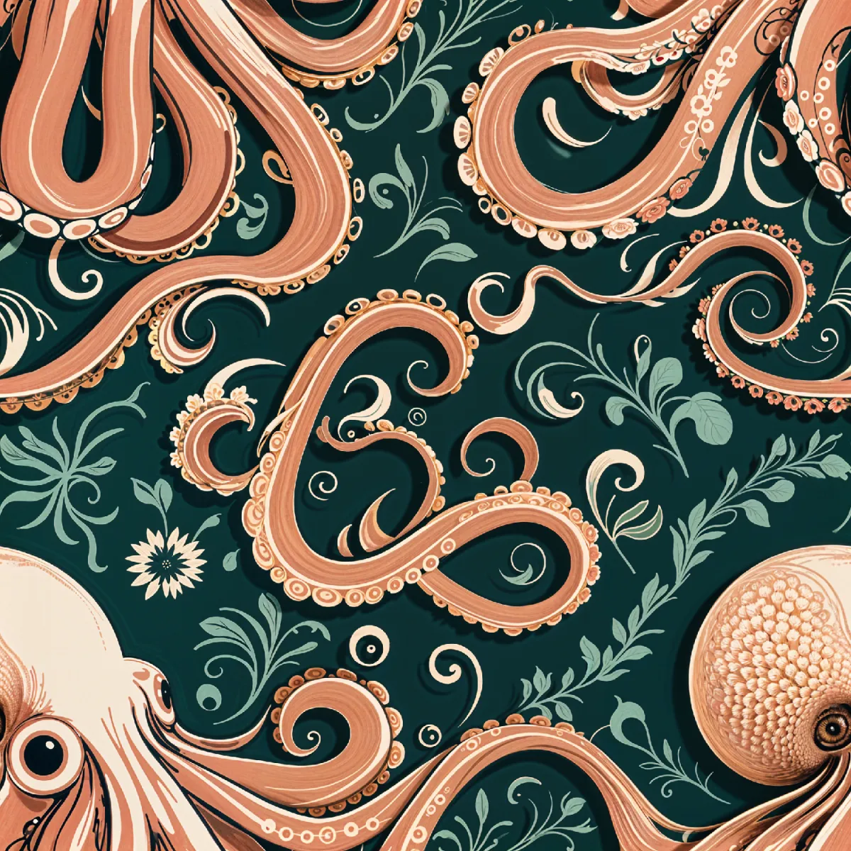 우아한 문어 패턴 디자인