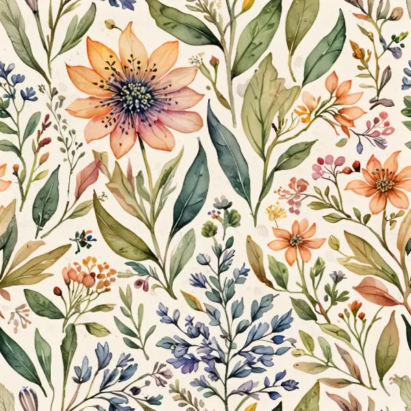 화려한 꽃 수채화 패턴 Image