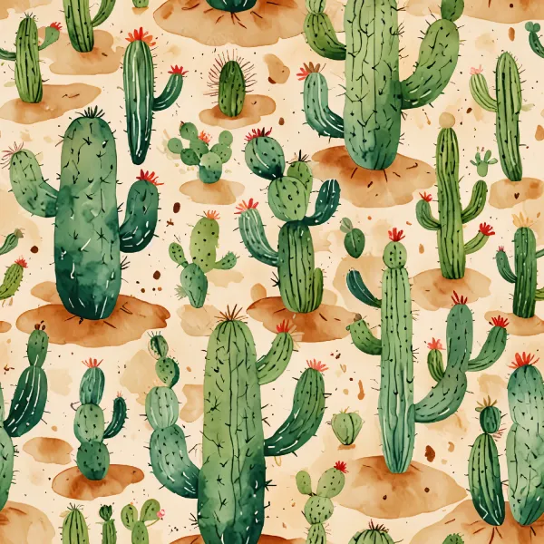 생동감 넘치는 선인장 패턴 Image