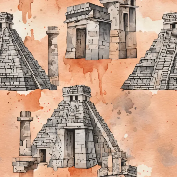 고대 마야 사원 일러스트 Image