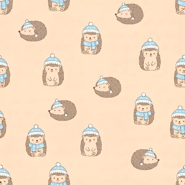 귀여운 고슴도치 겨울 패턴 Image