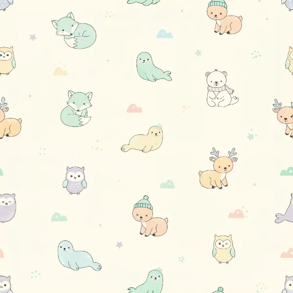 귀여운 동물 일러스트 패턴 Image