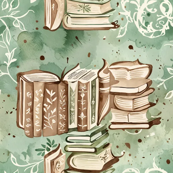 매력적인 꽃과 책 패턴 Image