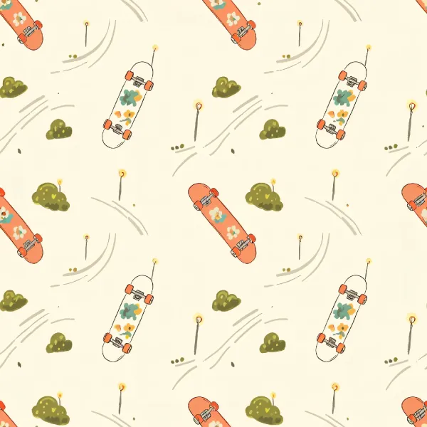 발랄한 스케이트보드 패턴 Image