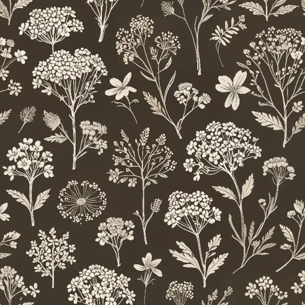 세피아 보태니컬 드로잉 패턴 Image