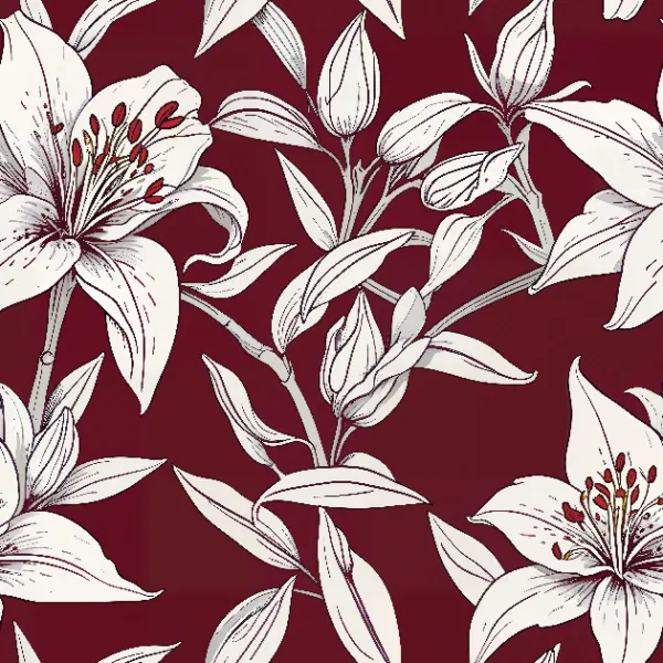 화이트 릴리 드로잉 패턴 Image