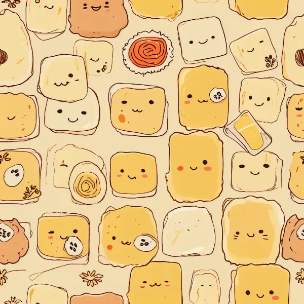 귀여운 음식 캐릭터 패턴 Image