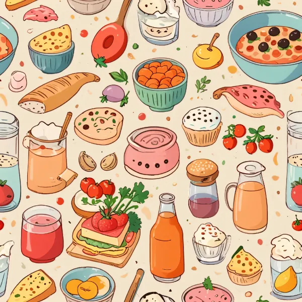 맛있는 음식 패턴 디자인 Image