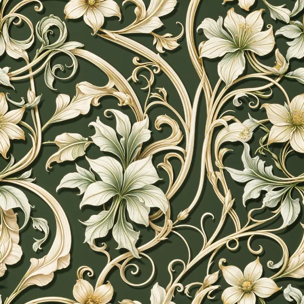 우아한 플로랄 바인 패턴 Image