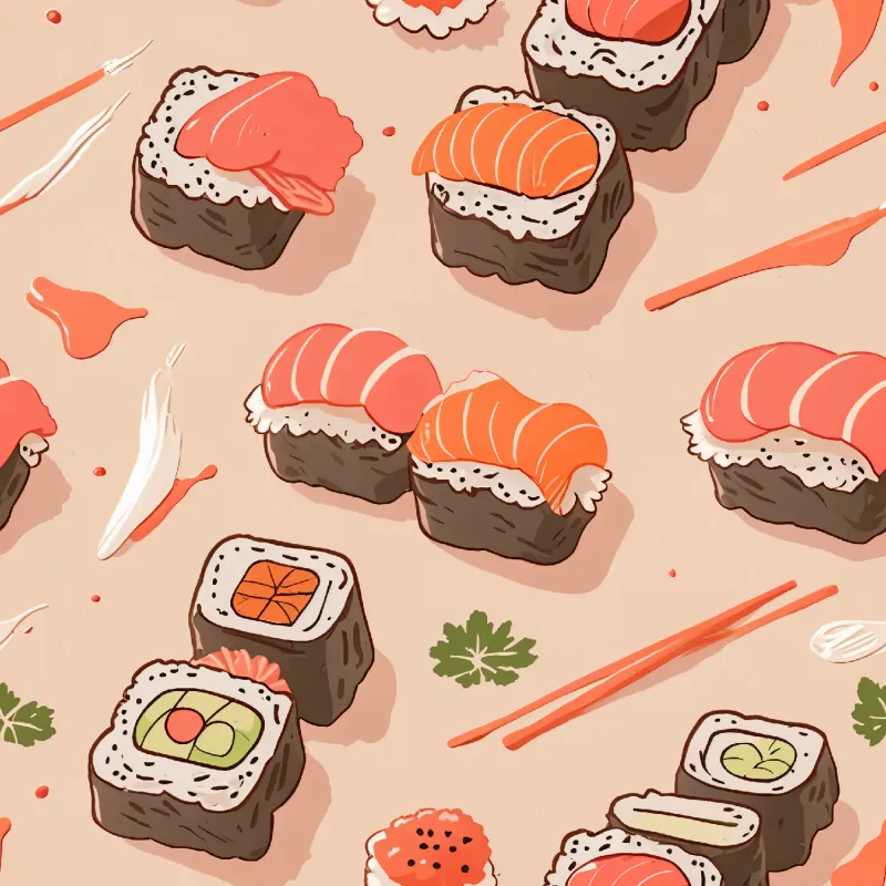 Delicious Sushi Pattern Image