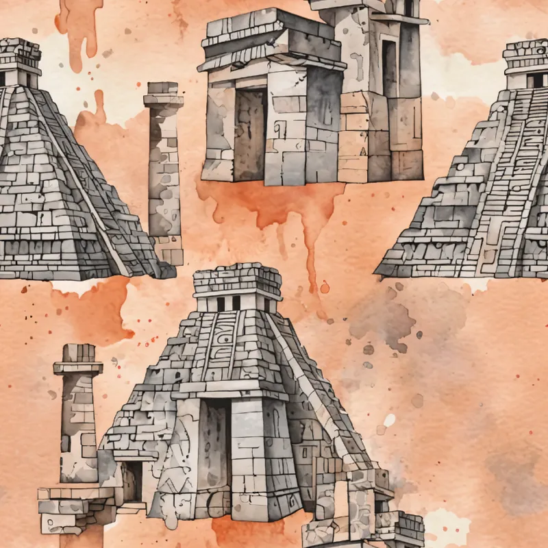 Ancient Mayan Temple Illustration Image