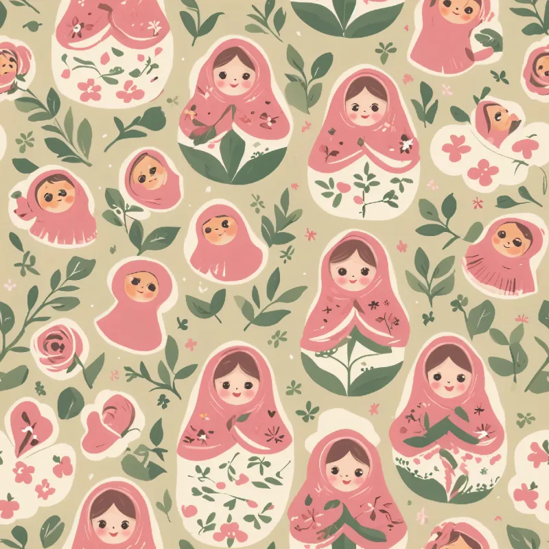 Charming Matryoshka Dolls Pattern Image