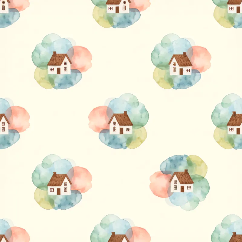 Charming Watercolor Houses Image