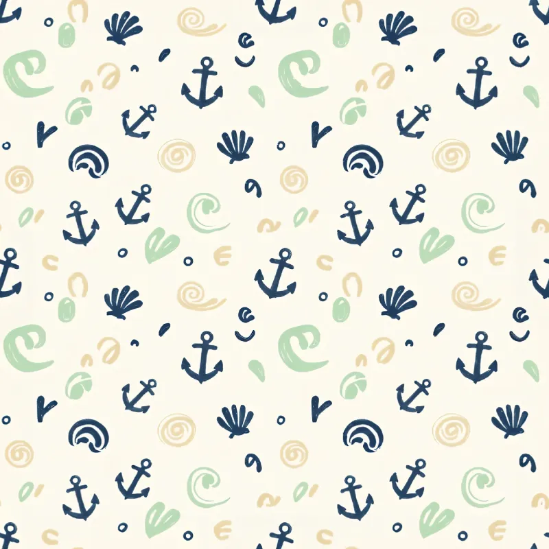 Nautical Anchor and Shell Pattern Image