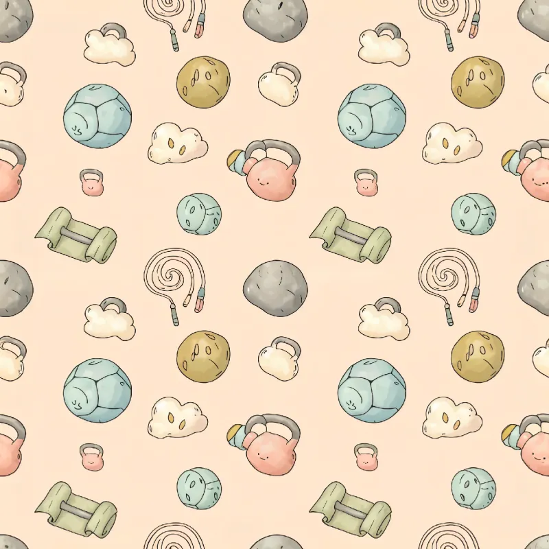 Whimsical Kids Fitness Pattern Image