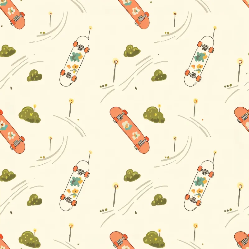 Playful Skateboard Pattern Image
