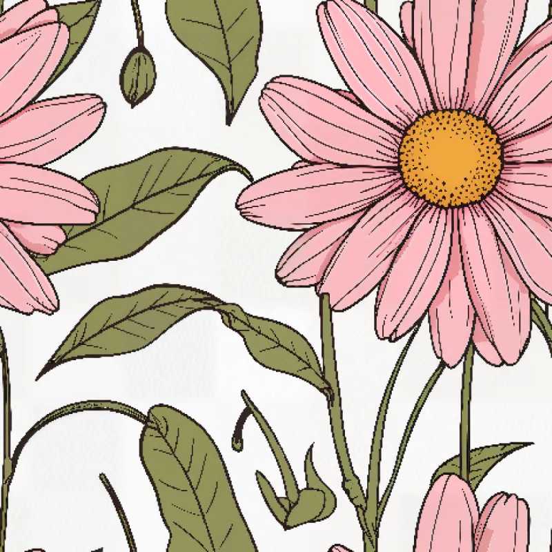 Pink daisy pattern on white background Image