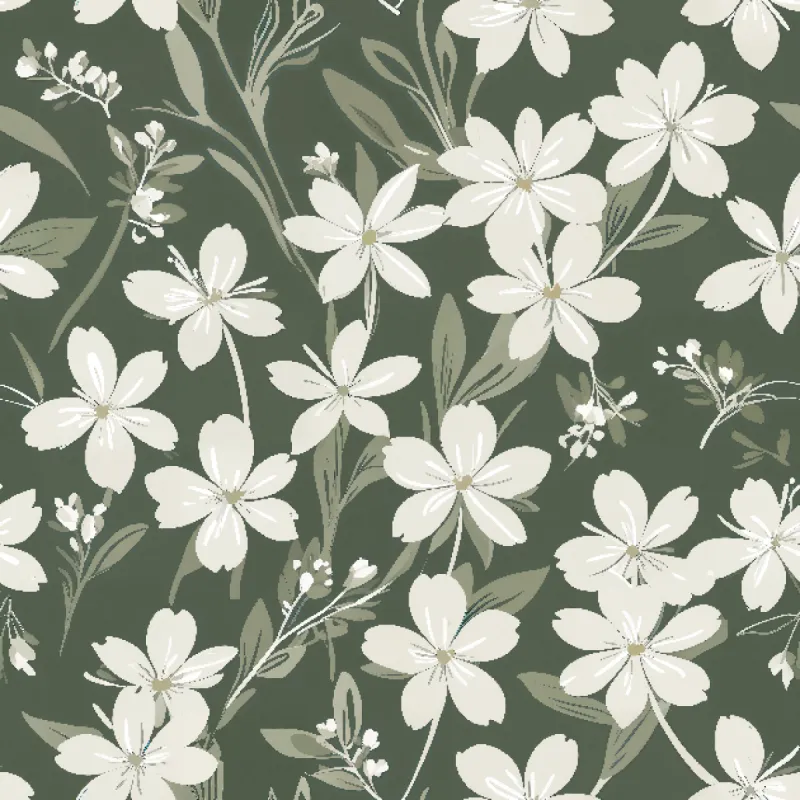 Ivory flower pattern on a deep khaki background Image