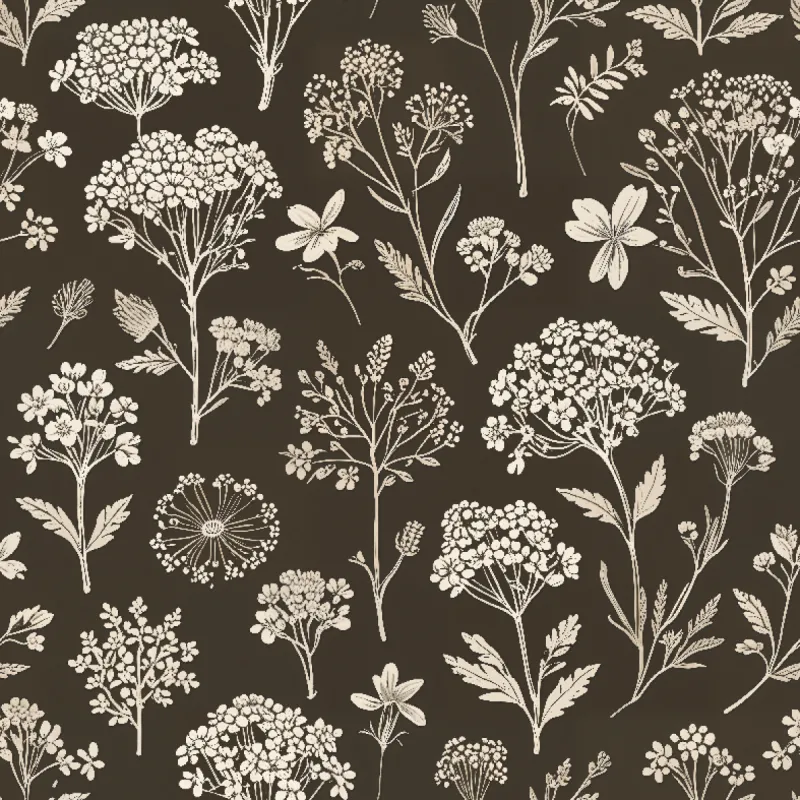 Sepia Botanical Drawing Pattern Image