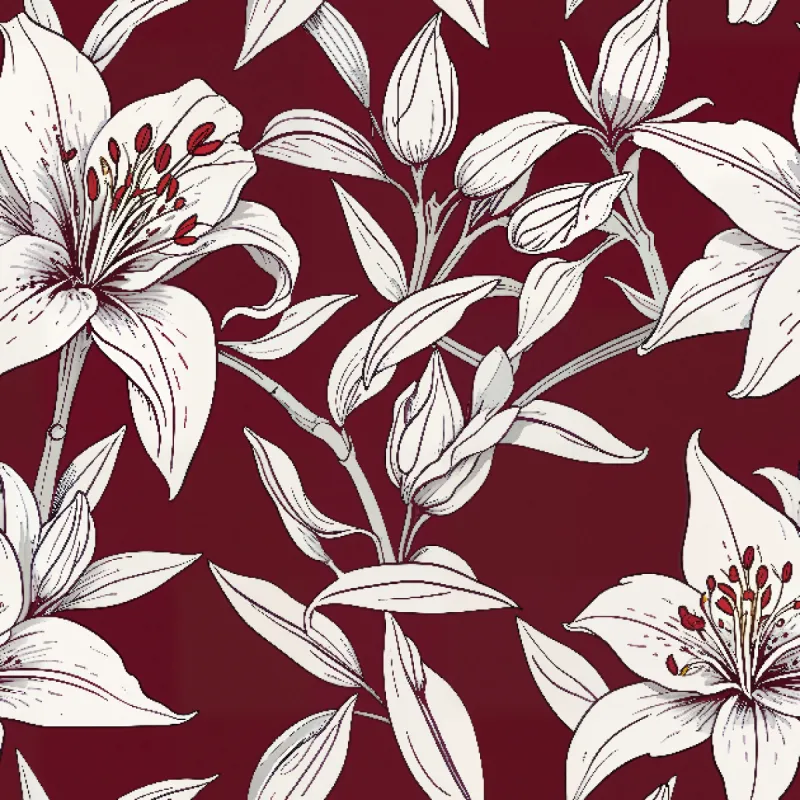White Lily Drawing Pattern Image