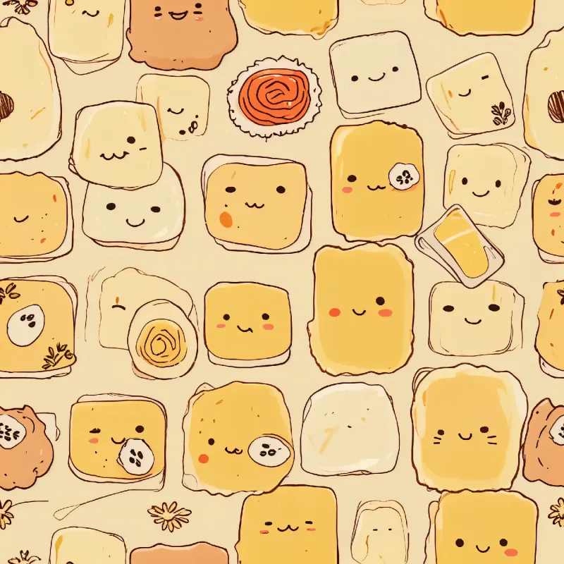 Cute Food Character Pattern Image