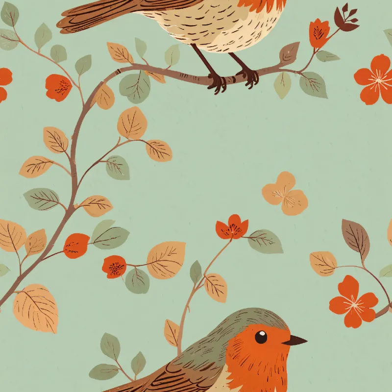 Charming Floral Bird Pattern Image