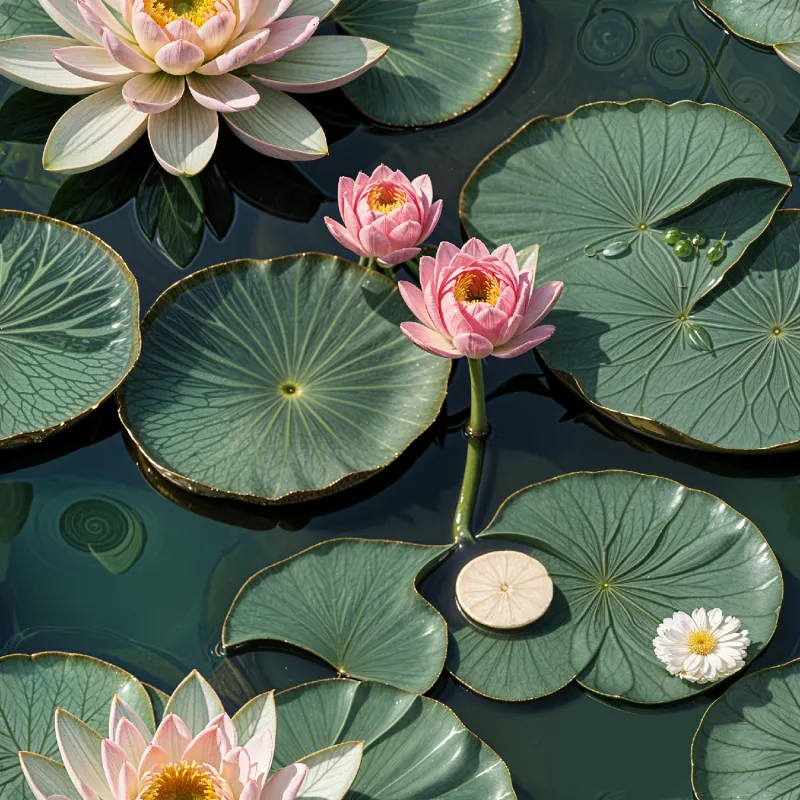 Serene Water Lily Pattern Image